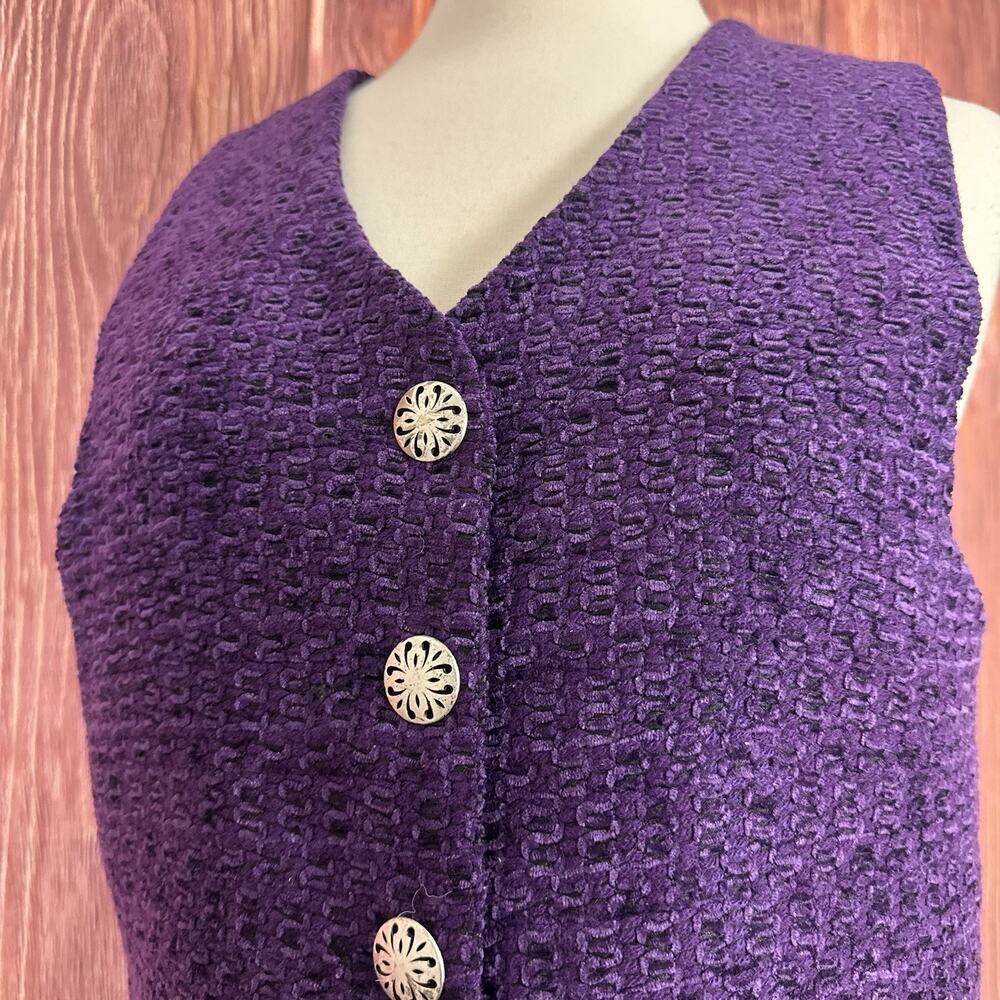VTG Stonebridge Purple Button Front Vest Top Western Rodeo Womens Size PS Small - Picture 7 of 7